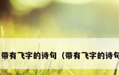 带有飞字的诗句，带有飞字的诗句飞花令