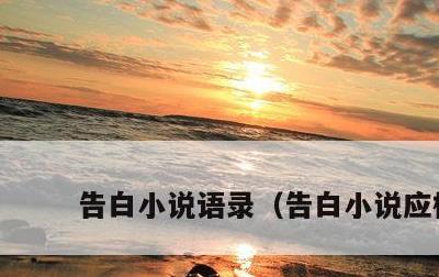 告白小说语录，告白小说应橙
