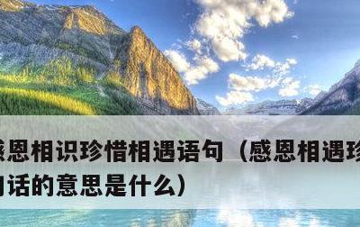 感恩相识珍惜相遇语句，感恩相遇珍惜友情这句话的意思是什么