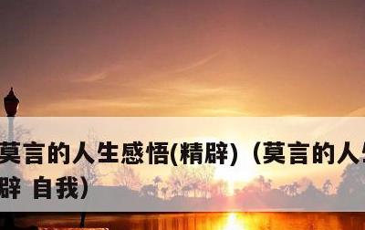 莫言的人生感悟，精辟，莫言的人生感悟精辟 自我