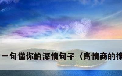 一句懂你的深情句子，高情商的撩人句子