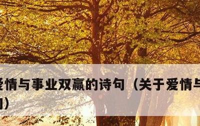 爱情与事业双赢的诗句，关于爱情与事业的诗句