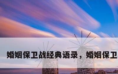 婚姻保卫战经典语录，婚姻保卫战介绍
