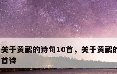 关于黄鹂的诗句10首，关于黄鹂的诗句10首诗