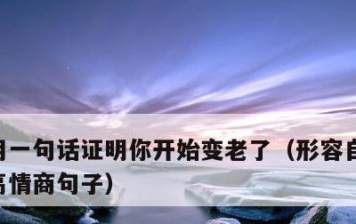 用一句话证明你开始变老了，形容自己老了的高情商句子