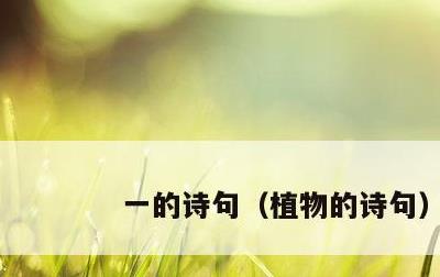 一的诗句，植物的诗句