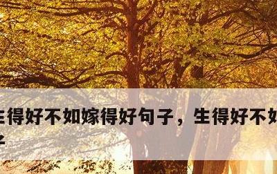 生得好不如嫁得好句子，生得好不如嫁得好句子