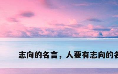 志向的名言，人要有志向的名言