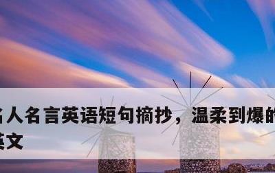 名人名言英语短句摘抄，温柔到爆的神仙句子英文