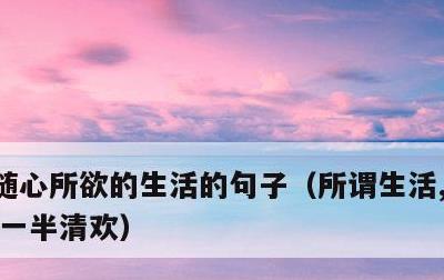 随心所欲的生活的句子，所谓生活,一半烟火,一半清欢
