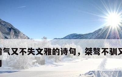 霸气又不失文雅的诗句，桀骜不驯又霸气的诗句