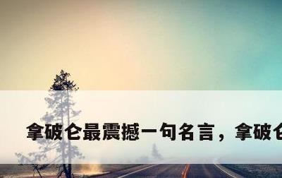 拿破仑最震撼一句名言，拿破仑名言