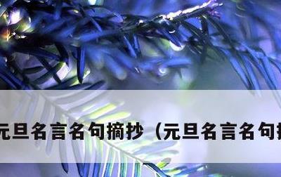 元旦名言名句摘抄，元旦名言名句摘抄大全