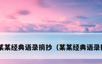 某某经典语录摘抄，某某经典语录摘抄励志