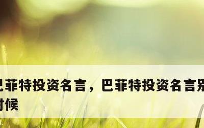 巴菲特投资名言，巴菲特投资名言别人害怕的时候