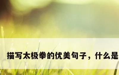 描写太极拳的优美句子，什么是太极拳