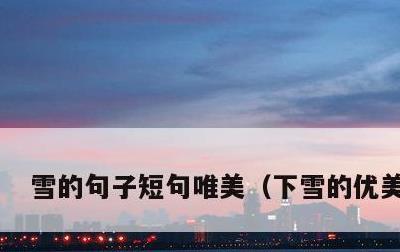 雪的句子短句唯美，下雪的优美句子