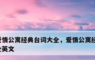 爱情公寓经典台词大全，爱情公寓经典台词大全英文