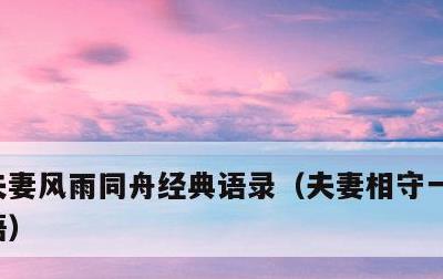 夫妻风雨同舟经典语录，夫妻相守一生金典成语
