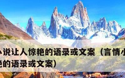 小说让人惊艳的语录或文案，言情小说让人惊艳的语录或文案