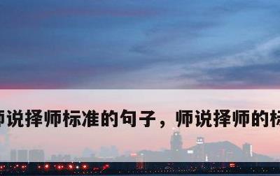 师说择师标准的句子，师说择师的标准是什么?