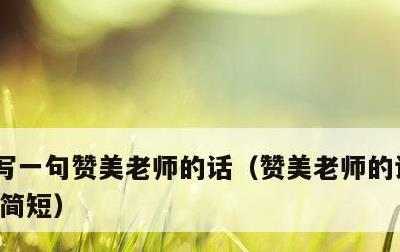 写一句赞美老师的话，赞美老师的话语 暖心 简短