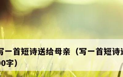 写一首短诗送给母亲，写一首短诗送给母亲200字