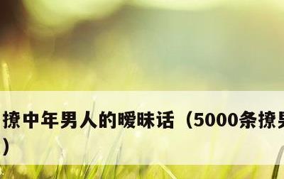 撩中年男人的暧昧话，5000条撩男人话术
