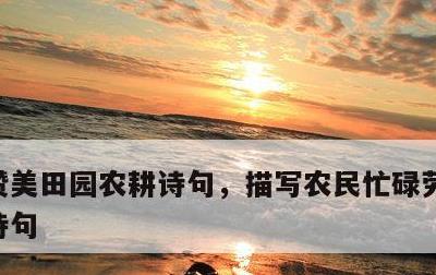 赞美田园农耕诗句，描写农民忙碌劳作景象的诗句