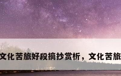 文化苦旅好段摘抄赏析，文化苦旅摘抄好句