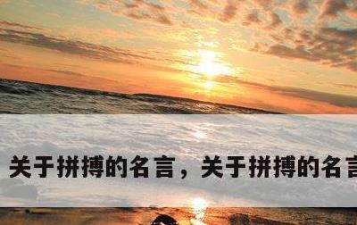 关于拼搏的名言，关于拼搏的名言和佳句