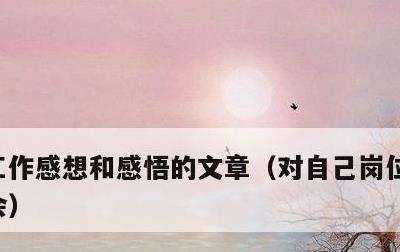 工作感想和感悟的文章，对自己岗位的心得体会