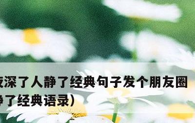 夜深了人静了经典句子发个朋友圈，夜深了人静了经典语录